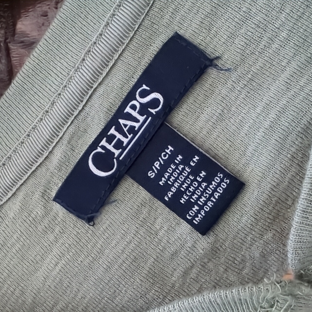 CHAPS I Sage Green & Blue Paisley Print Cotton Button Front Henley Shirt Top, S - Picture 5 of 12